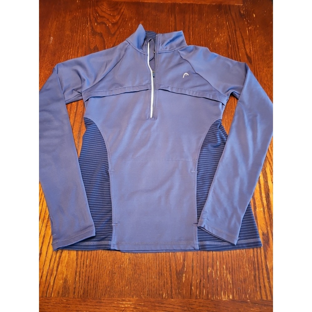 Head Pullover 1/2 zip Womens XS blue Thumb holes pockets reflective strip(A447